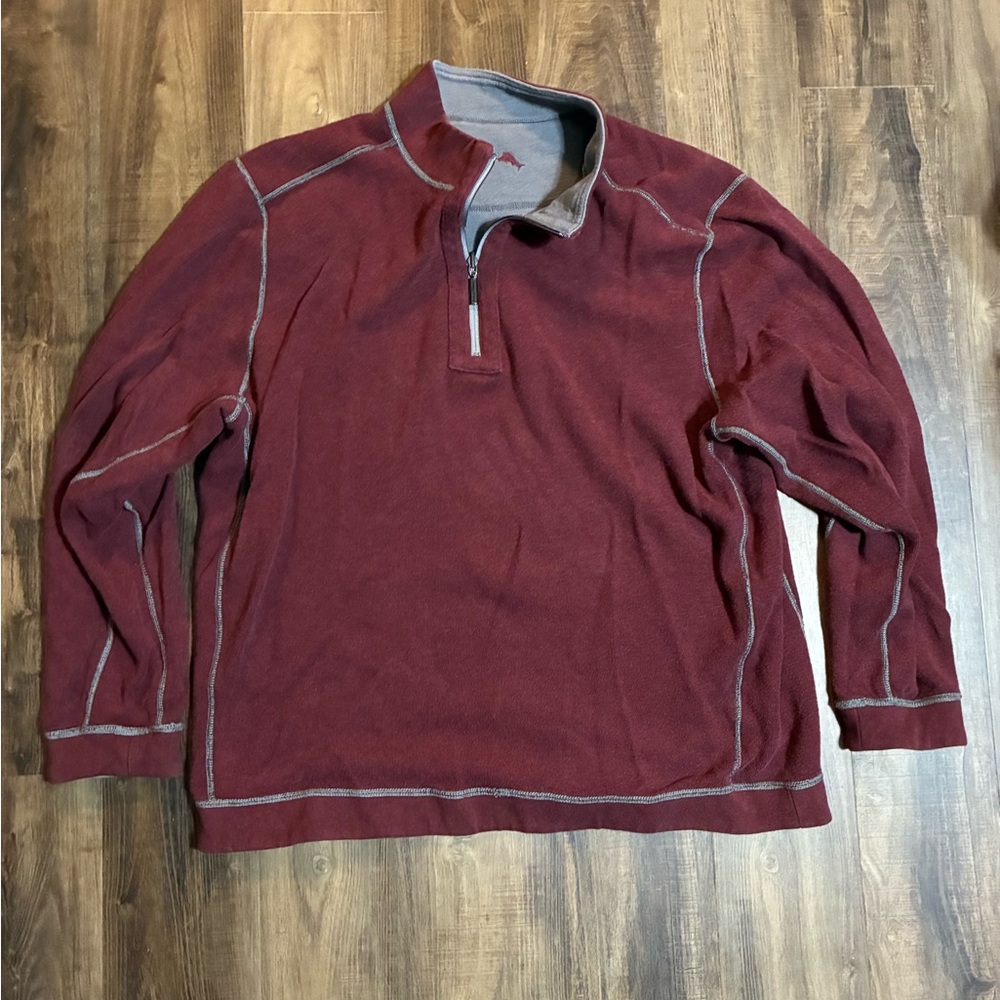 Tommy Bahama 1/4 Zip Reversible Mock Neck Relaxed Pullover Knit Mens 2XL